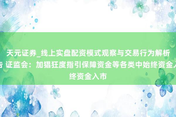 天元证券_线上实盘配资模式观察与交易行为解析报告 证监会:加猖狂度指引保障资金等各类中始终资金入市
