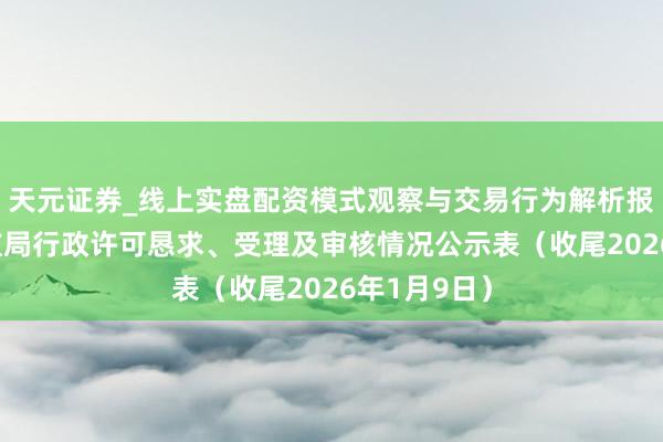 天元证券_线上实盘配资模式观察与交易行为解析报告 贵州证监局行政许可恳求、受理及审核情况公示表（收尾2026年1月9日）