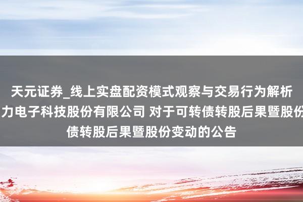 天元证券_线上实盘配资模式观察与交易行为解析报告 昆山国力电子科技股份有限公司 对于可转债转股后果暨股份变动的公告