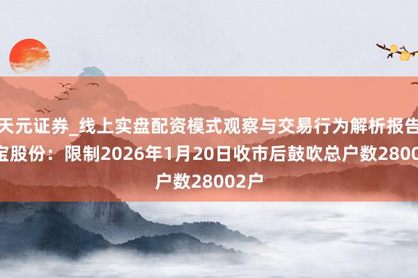 天元证券_线上实盘配资模式观察与交易行为解析报告 新宝股份：限制2026年1月20日收市后鼓吹总户数28002户