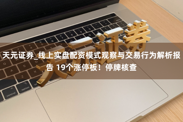 天元证券_线上实盘配资模式观察与交易行为解析报告 19个涨停板！停牌核查