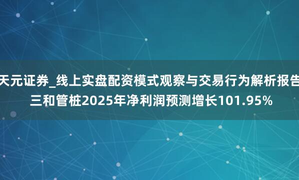 天元证券_线上实盘配资模式观察与交易行为解析报告 三和管桩2025年净利润预测增长101.95%