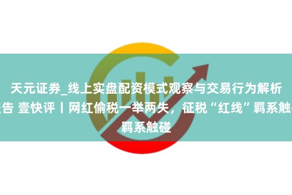 天元证券_线上实盘配资模式观察与交易行为解析报告 壹快评丨网红偷税一举两失，征税“红线”羁系触碰