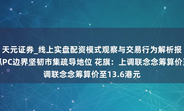 天元证券_线上实盘配资模式观察与交易行为解析报告 抓续保抓PC边界坚韧市集疏导地位 花旗：上调联念念筹算价至13.6港元